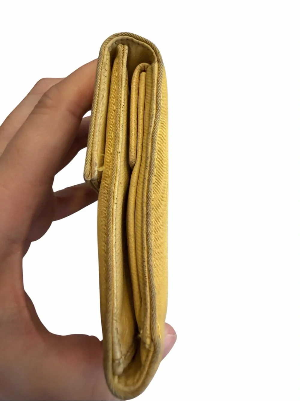 Prada Mustard Yellow Nylon Envelope Wallet with Triangular Logo